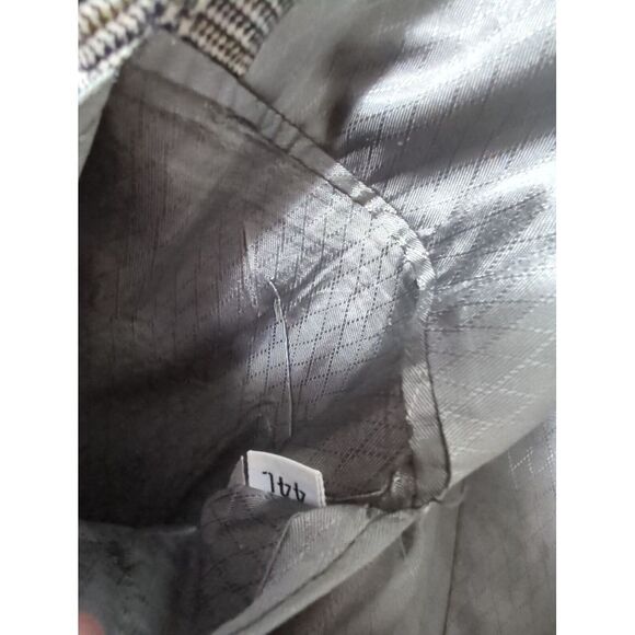Hart Schaffner Marx Mens Gray Plaid Wool Blazer Window Pane Houndstooth Sz 44L - Picture 4 of 11